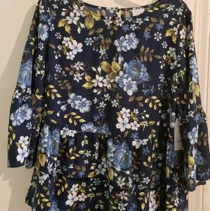 Navy blue floral blouse